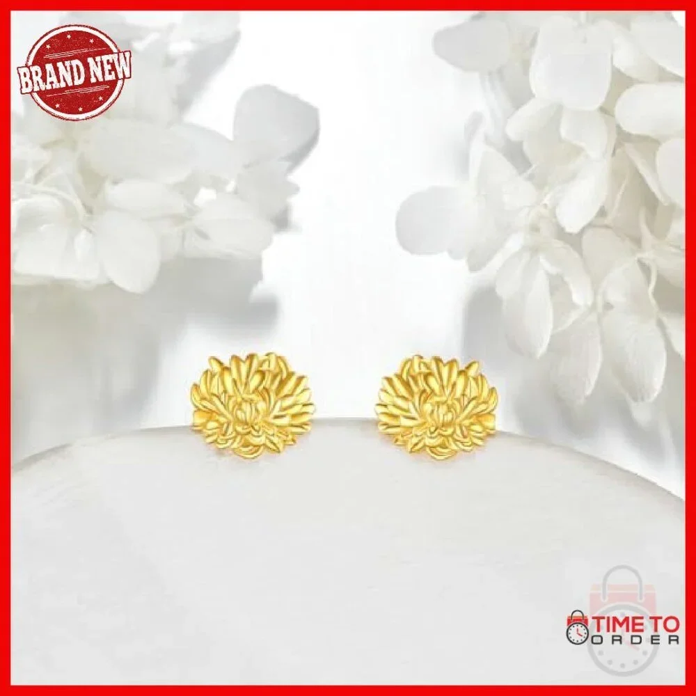 925 Sterling Silver Flower Stud Earrings 12x14mm Birth Floral Jewelry